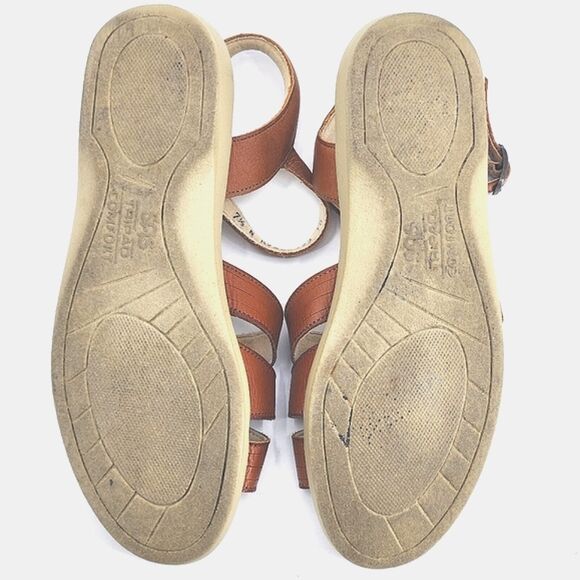 SAS Huarache Quarter Strap Sandals Women 7.5N Antique Tan Brown Embroidery Shoes - Picture 8 of 9